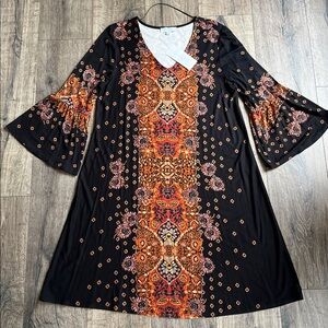 New Directions Julianna Crepe Long Sleeved Dress